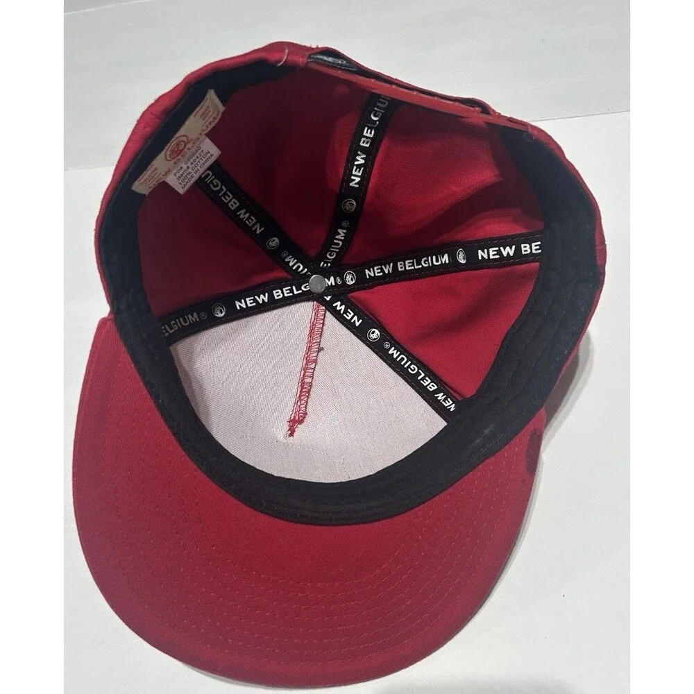 New Belgium Brewing Red Snapback Hat Employee Owned Cotton Cap